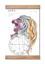 Indlæs billede til gallerivisning Sternetegn Løven som plakat malet i akvarel
