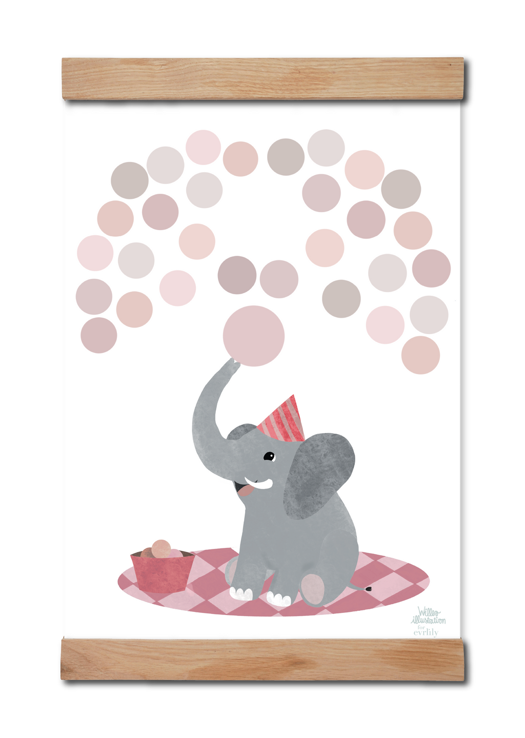 Tomt stamtræ med elefant der jonglerer med alle familiens medlemmer