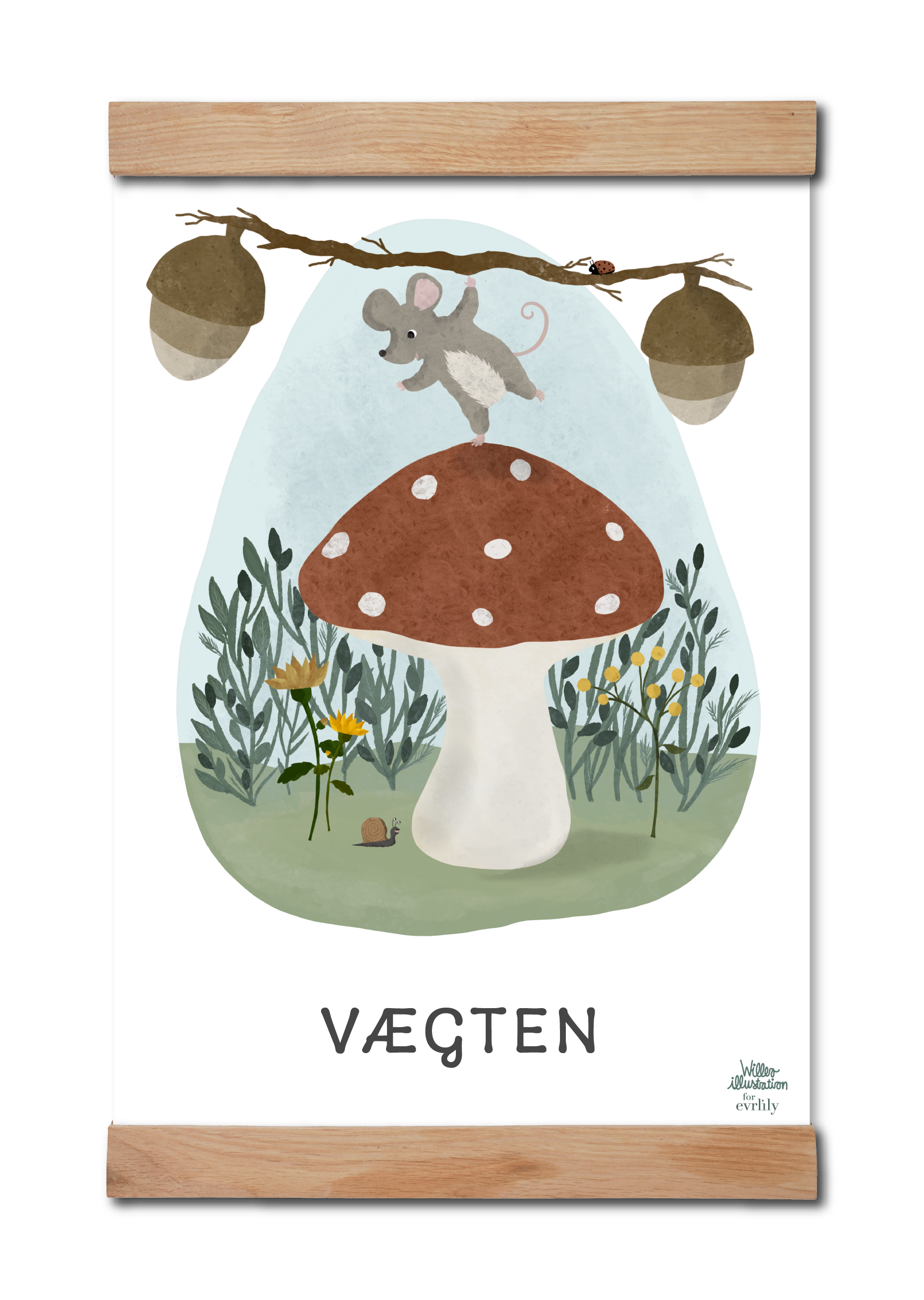 Vægten på fin plakat til børneværelset. Personlig plakat med stjernetegn tegnet af willero illustration for everlily