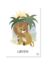 Indlæs billede til gallerivisning Plakat til børn med stjernetegnet løven tegnet af Petrine WIllero for Evrlily
