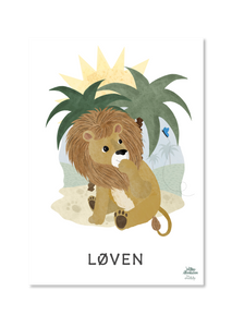Plakat til børn med stjernetegnet løven tegnet af Petrine WIllero for Evrlily