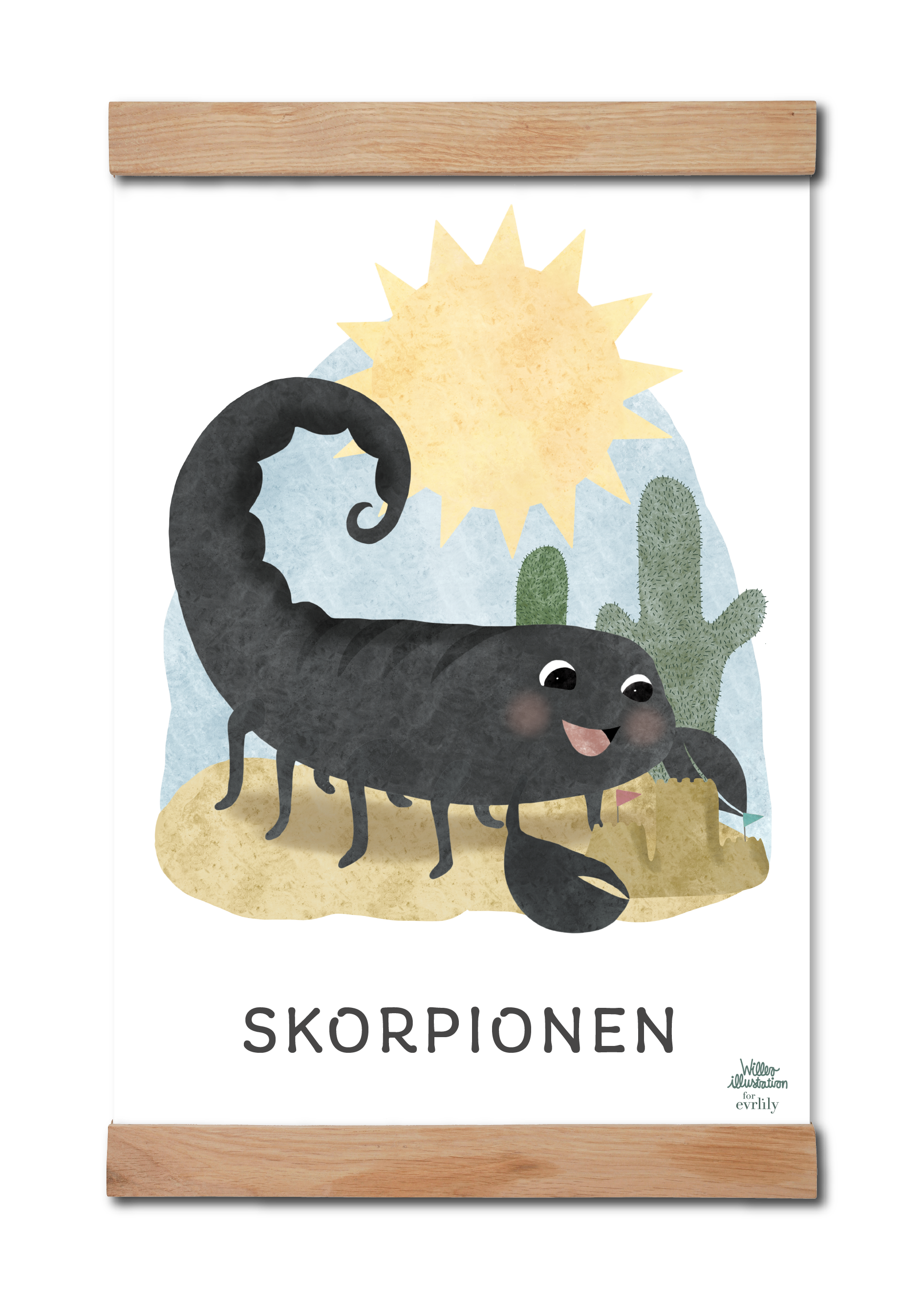 Skorpionen - Scorpio stjernetegnsplakat til børn og børneværelset.