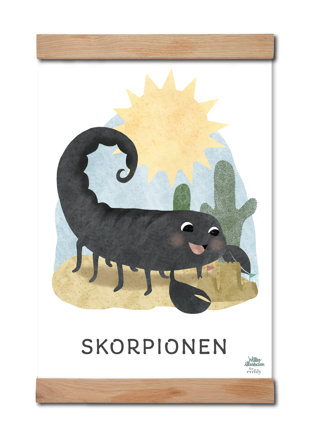 Skorpionen - Scorpio stjernetegnsplakat til børn og børneværelset.