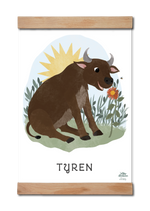 Indlæs billede til gallerivisning Børneplakat med stjernetegnet tyren. sød og personlig plakat med tyren til børneværelset, tegnet af willero illustration for evrlily

