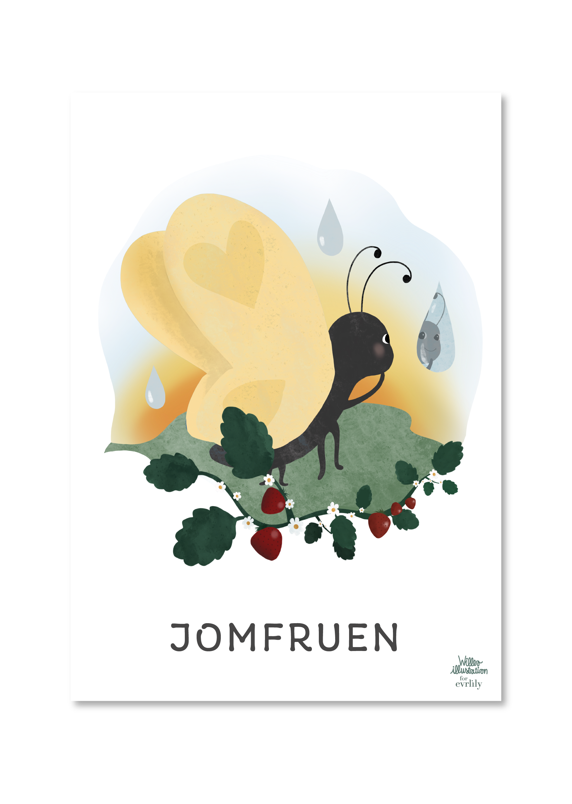 Plakat med Stjernetegnet Jomfruen. Personlig stjernetegnsplakat til børn og børneværelset