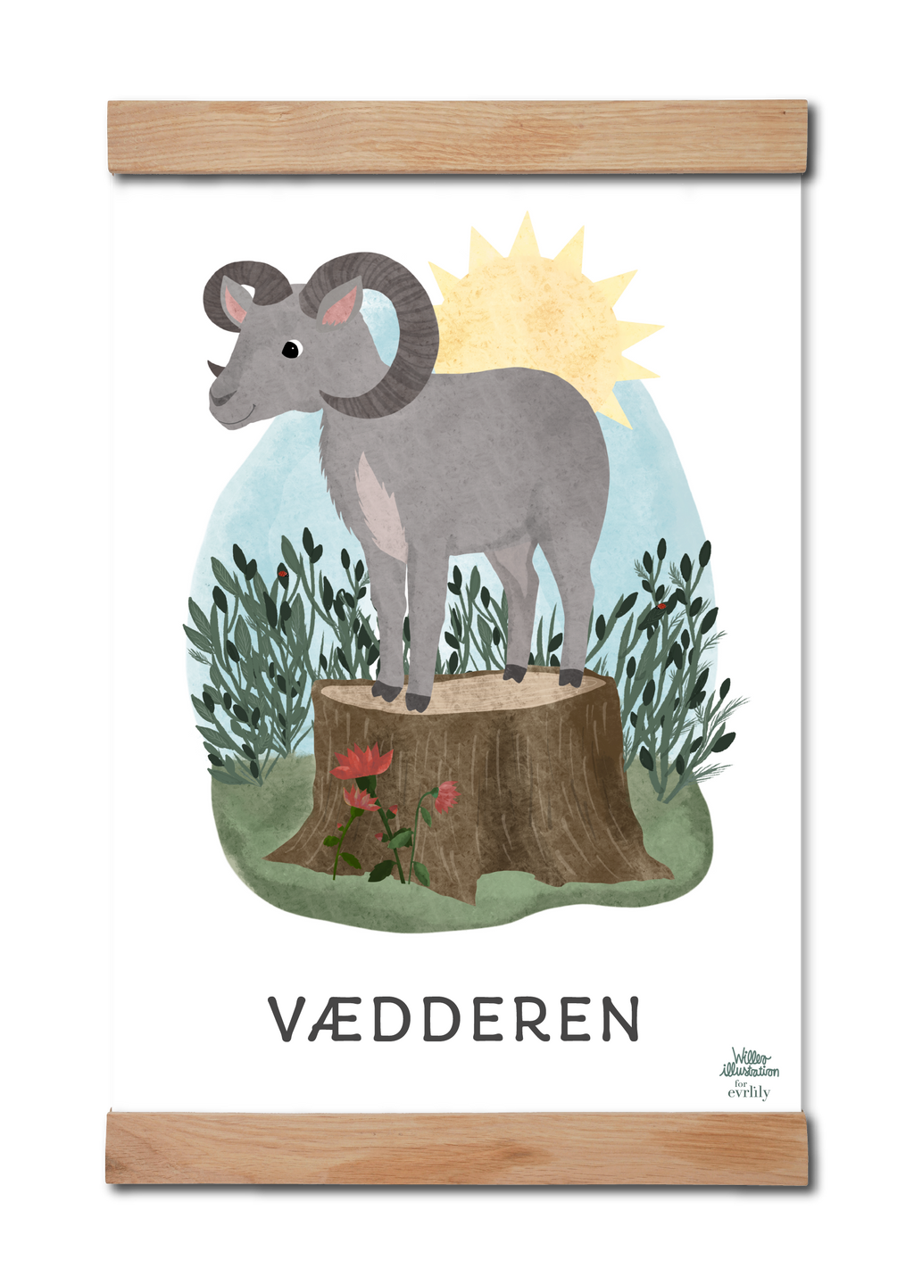 Sød børneplakat med stjernetegn vædderen