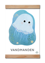 Indlæs billede til gallerivisning Stjernetegnet vandmanden på plakat til børneværelset, tegnet af børnebogsiillustrator Petrine Willero for Evrlily
