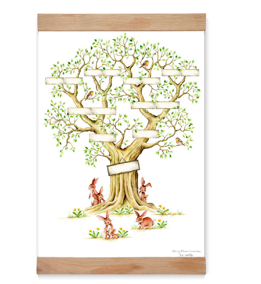 udfyld selv stamtræ, personlig kunst, art By Mette laustsen, personligt plakat fra Evrlily
