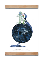 Indlæs billede til gallerivisning Vandmanden - aquarius plakat med stjernetegn malet i akvarel som personlig gave
