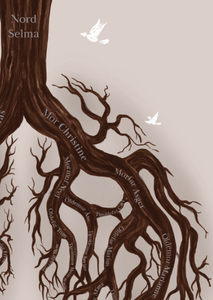 Udsnit A3 stamtræ personlig plakat familieplakat i beige grafisk illustration generationstræ lav dit eget stamtræ 