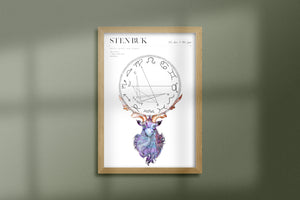 Stjernetegn Stenbuk, Capricorn med horoskop, malet af joanna jensen